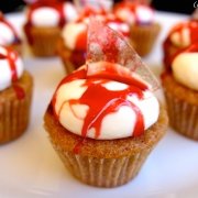 Blood Splatter Cupcakes with Glass Daggers